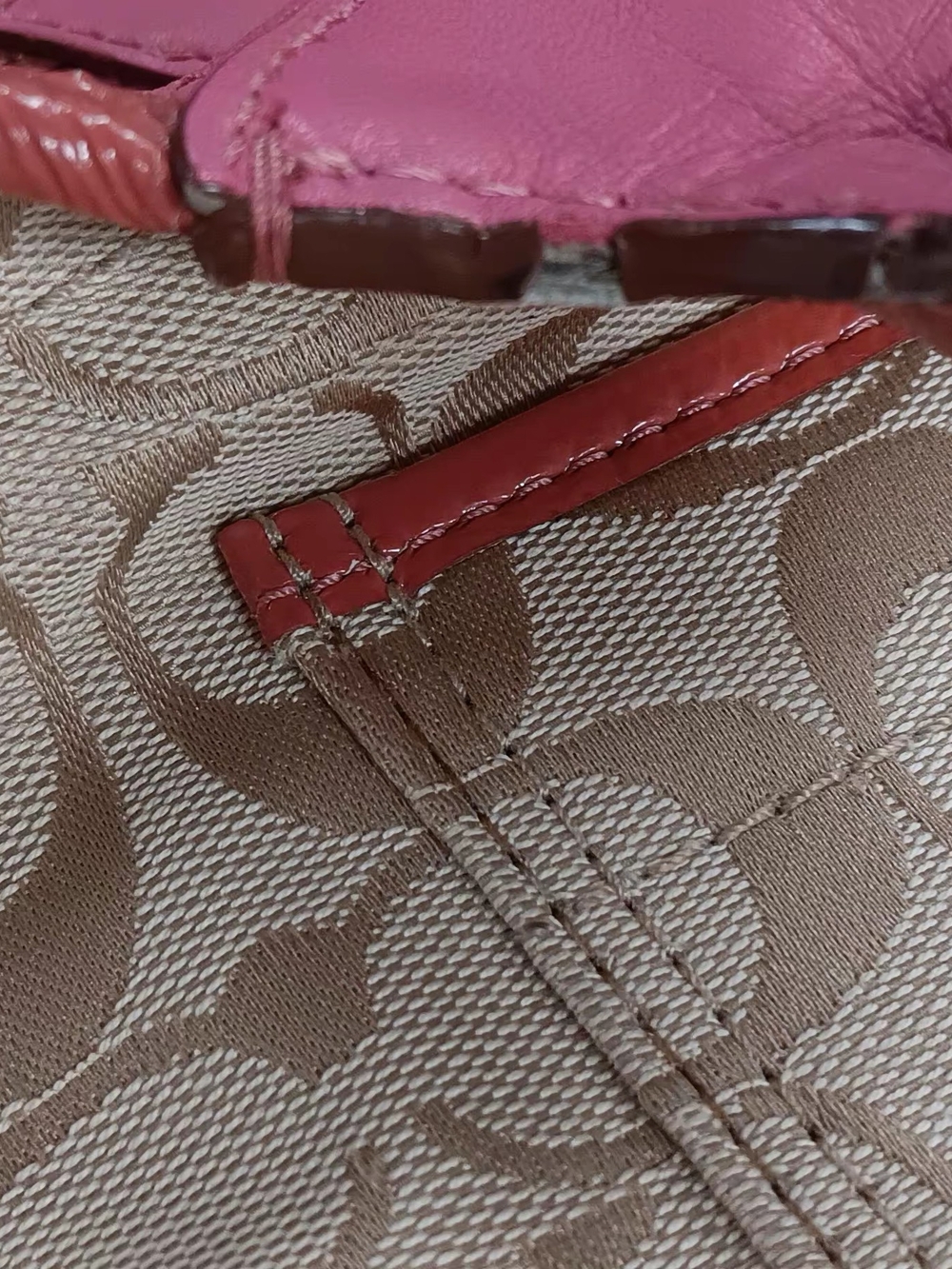 Coach Bleeker Signature Tote with Pink Trim & Floral Appliqués - Picture 4 of 9